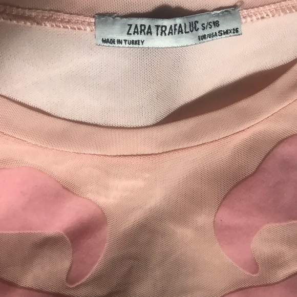 ZARA Flamingo Bodysuit Pink Sheer Mesh - Picture 6 of 6